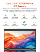 HOTYEAH TRIPLE LAPTOP SCREEN EXTENDER 15.6" FOLDING PORTABLE USB C - BLACK - Like New