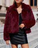 BTFBM Faux Fur Jacket Women Fluffy Winter Cropped Coats Zip Up Fuzzy Jackets - Like New