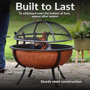 sunnydaze 32" outdoor wood-burning fire pit, 32", copper - COPPER - Like New