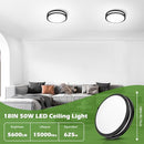 GOBRIGHT 18INCH LED FLUSH MOUNT CEILING LIGHT 5600LM Fixture 2700K-5000K - BLACK - Brand New
