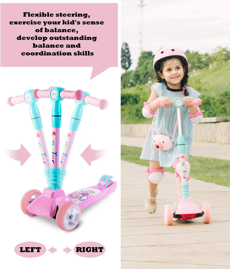 SULIVES 3 WHEEL SCOOTER FOR KIDS AGES 2-12 HEIGHT ADJUSTABLE CUBISM / MODERN ART - Like New