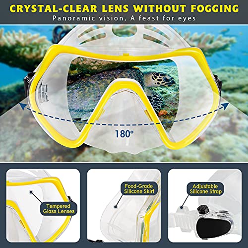 ZEEPORTE Mask Fin Snorkel Set, Size ML/XL 9-13 - BLACK/YELLOW - Like New