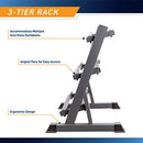 MARCY DELUXE THREE TIER METAL HOME WORKOUT WEIGHT RACK, DBR-86 - BLACK - Like New