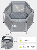 EVER ADVANCED FOLDABLE BABY PLAYPEN WITH 3CM MAT BABY BEACH TENT -GREY - Like New
