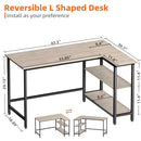 WOODYNLUX L Shaped Computer Desk - 43 Inch Home Office Desk with Shelf - Gray - Brand New