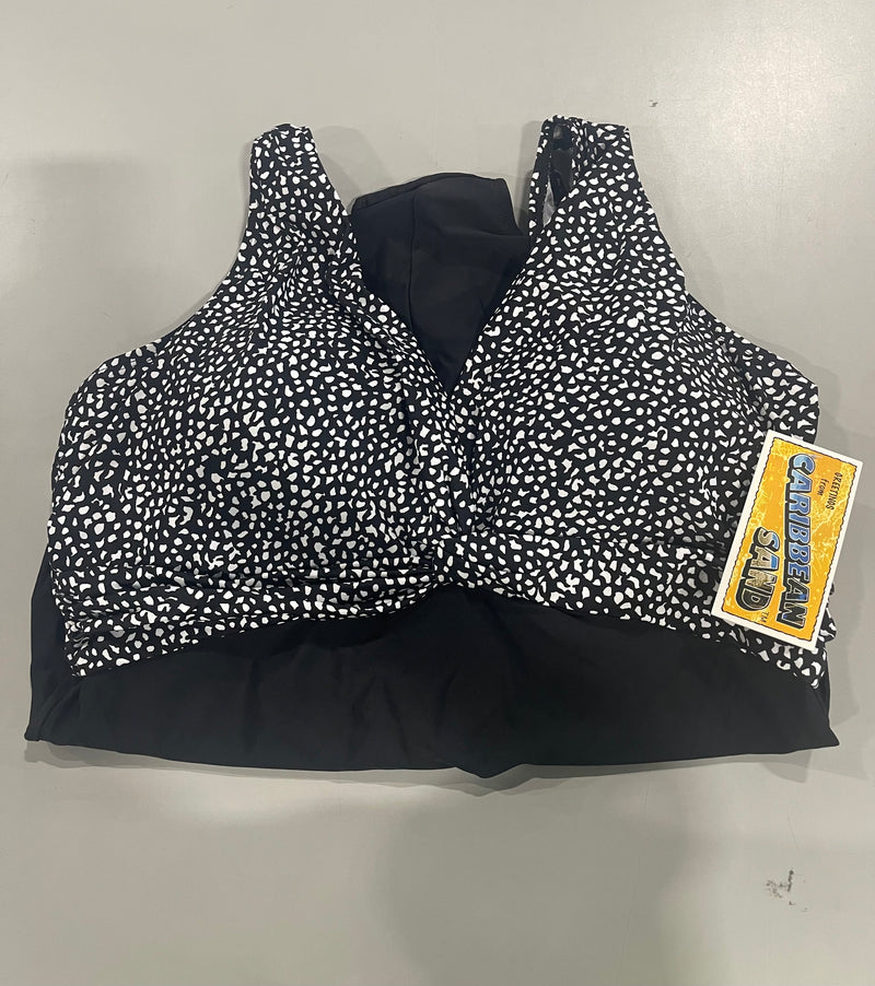 CARIBBEAN SAND WOMENS ONE PIECE SWIMSUIT - SIZE: WOMEN 24W - BLACK/WHITE - Like New