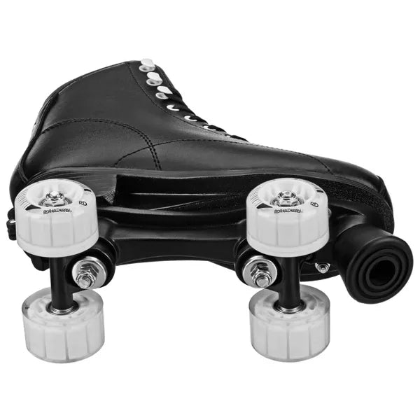 ROLLER DERBY YOUTH ADJUSTABLE ROLLER SKATES 3-6 LACE-UP PADDED BOOT SHAFT BLACK - Like New