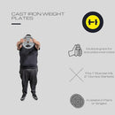 HULKFIT 2 INCH CAST IRON WEIGHT PLATE SET WITH MULTI-GRIP HANDLES, 25LB, SILVER - Like New