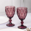 TABLECLOTHS FACTORY 6-PACK EMBOSSED CRYSTAL CUT STEMMED 12OZ 7" - DUSTY ROSE - Like New