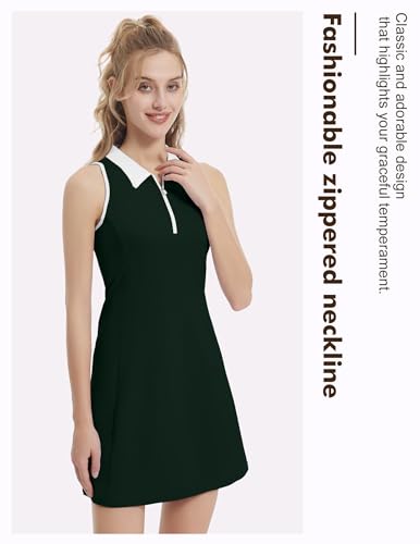 GGOV WOMEN TWO PIECE TENNIS GOLF WEAR DRESSES F WOMEN M - 04 DARK GREEN - Brand New
