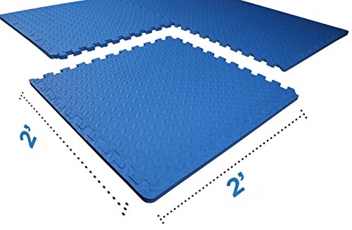 Signature Fitness Puzzle Exercise Mat with EVA Foam Interlocking Tiles BFPM-02BL Like New