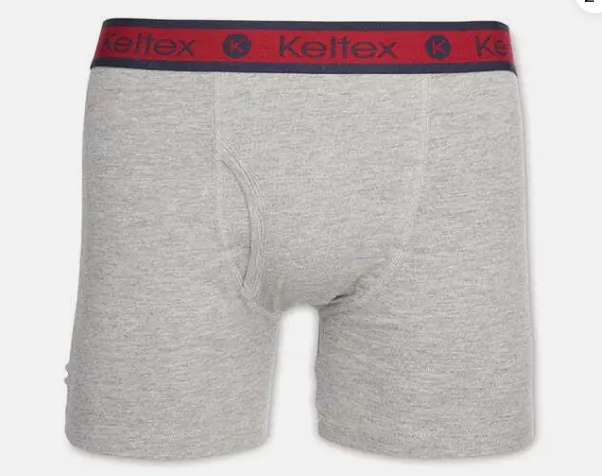 KELTEX® MEN'S COTTON BOXER BRIEFS 3 PACK - SIZE: MEN L- BLACK/GRAY/RED - Brand New