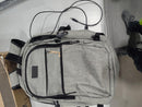 DKELI 18" LOCKING LAPTOP BACKPACK,INTEGRATED USB-A PORT, AUDIO JACK - GRAY/BLACK - Like New