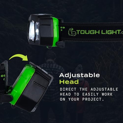 TOUGH LIGHT USB RECHARGEABLE LED HEADLAMP FLASHLIGHT WATERPROOF - GREEN - Like New
