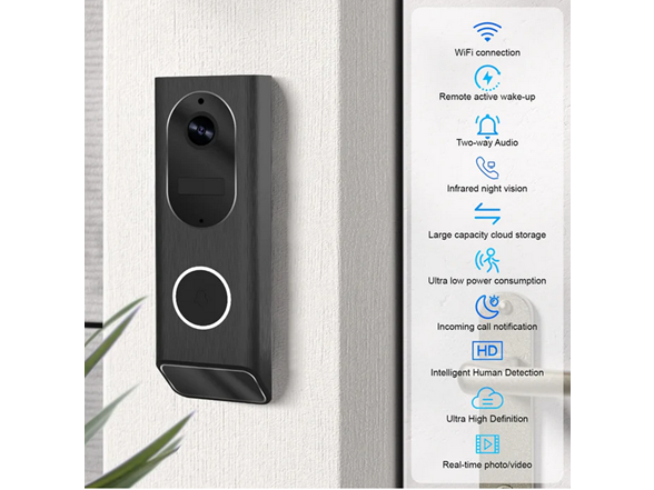 ECO4LIFE S7 SMART VIDEO DOORBELL CAMERA HD CAMERA SMART SECURITY - BLACK - Like New