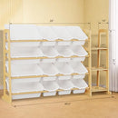 ETITLLY KIDS TOY STORAGE ORGANIZER BOOKSHELF WOODEN SHELF 49.5*31.7*14IN - WHITE - Like New