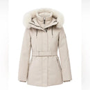 MACKAGE JENI 2-IN-1 DOWN PARKA, REMOVABLE BIB, FOX FUR - SIZE M - CHAMPAGNE Brand New