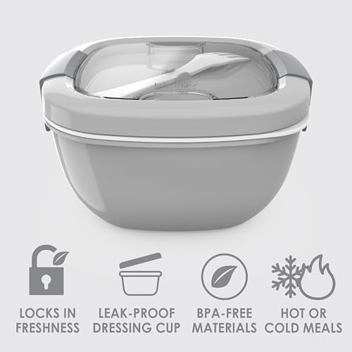 BENTGO SALAD - 54 OZ BOWL WITH 4-COMPARTMENT TRAY, REUSABLE T0774 - GRAY - Brand New