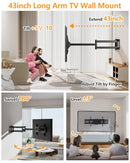 FORGING MOUNT Long Arm TV Mount Dual Articulating Arm Full Motion TV Wall Mount - Brand New