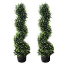AUMMOOH 39 Inch Boxwood Artificial Cedar Spiral Topiary Trees Set of 2 - Green - Like New