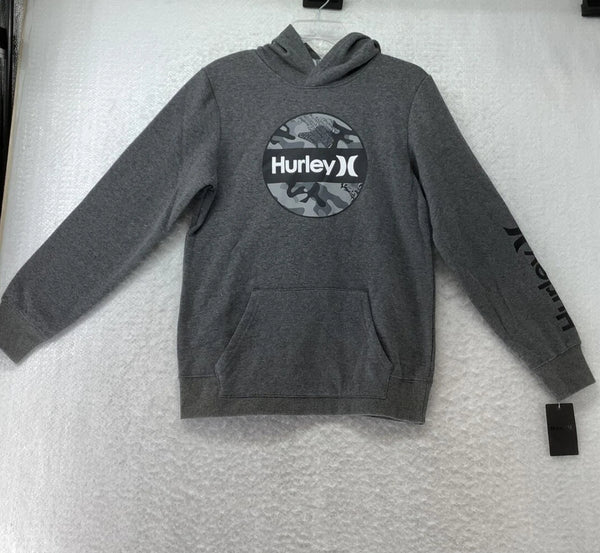 HURLEY BOYS FLEECE PULLOVER HOODIE - SIZE: YOUTH M - CHARCOAL HEATHER - Brand New