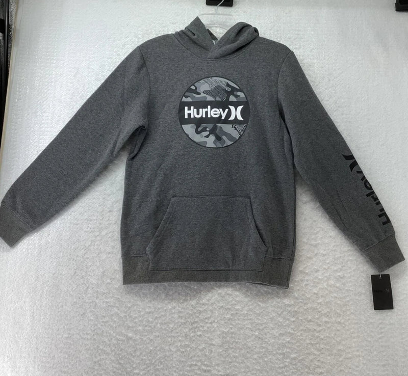 HURLEY BOYS FLEECE PULLOVER HOODIE - SIZE: YOUTH M - CHARCOAL HEATHER - Brand New