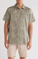 HURLEY CARYOTA PRINT WOVEN SHIRT- SHORT SLEEVE - SIZE:XL - IGUANA - Brand New
