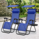 MoNiBloom Zero Gravity Chair Set of 2 Canopy Shade Patio Folding Recliner Blue - Brand New