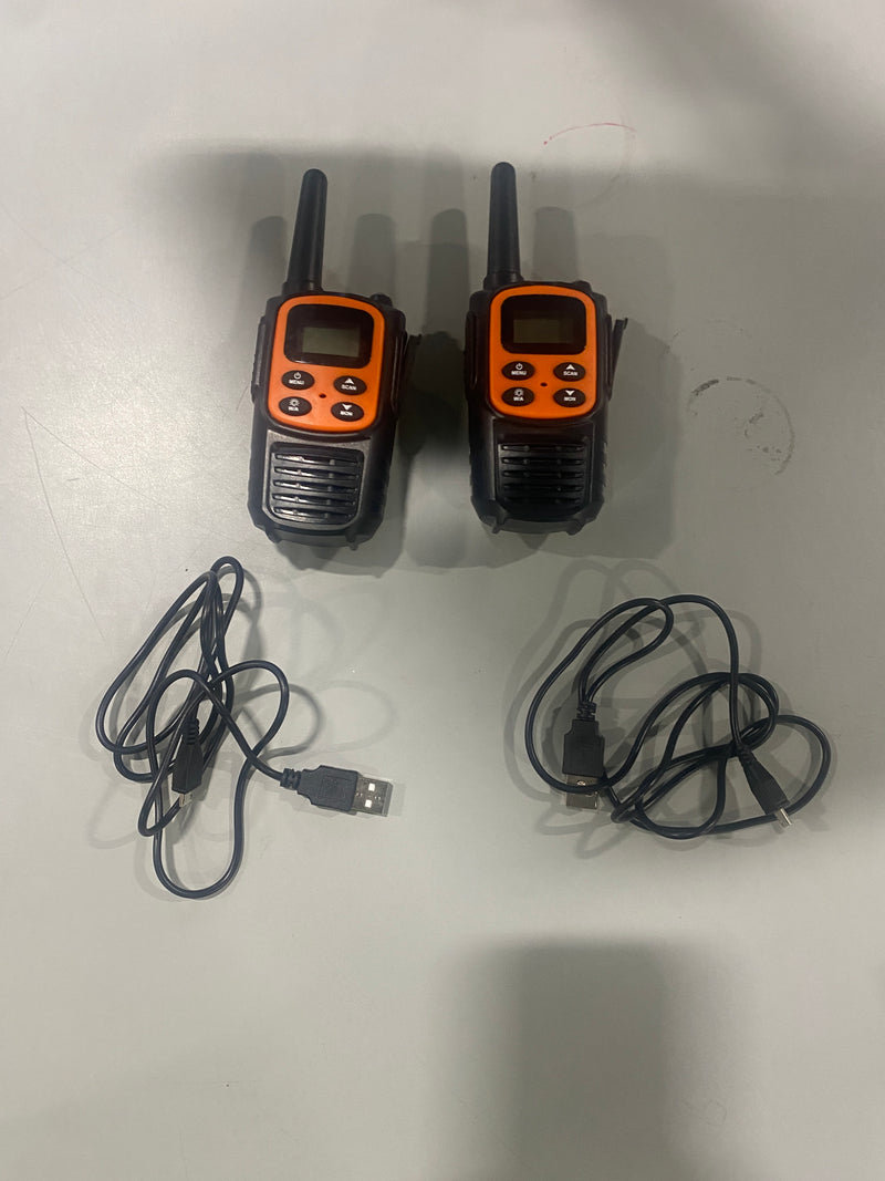 TWO WAY RADIO, FRS RADIO LICENSE FREE, 2 PACK - ORANGE/BLACK - Like New
