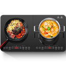 AOBOSI DOUBLE INDUCTION COOKTOP, PORTABLE, 2 BURNER, FS-IRC108-1800 - BLACK - Like New