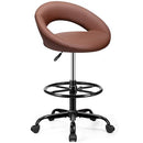 BESTFAIR DRAFTING CHAIR WITH BACK HEIGHT ADJUSTABLE ROLLING STOOL - BROWN - Like New