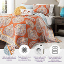 Lush Decor Harley Reversible Quilt Queen Size 5 Piece Set Full/Queen - Orange - Brand New