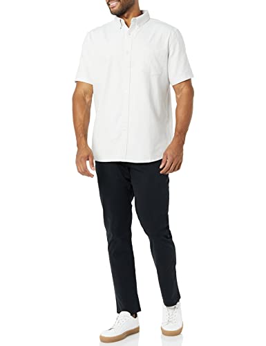 AMAZON ESSENTIALS MEN OXFORD SHIRT MEN M - LIGHT GRAY VERTICAL STRIPE - Brand New