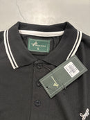 TIGER WOLF 3 BUTTON POLO SHIRT - SIZE: MEN L - BLACK/WHITE - Brand New