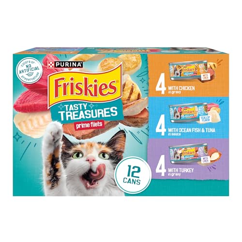 Purina Friskies Wet Cat Food Variety Pack, Tasty Treasures Prime Filets 5.5 oz - Brand New