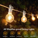 BRIGHTOWN OUTDOOR STRING 200FT 100+2 G40 BULBS SHATTERPROOF PATIO LIGHTS - WHITE - Like New
