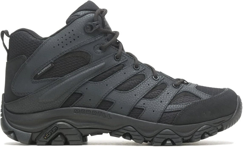 MERRELL MEN'S MOAB 3 MID WATERPROOF TACTICAL BOOTSE - SIZE: MEN 9.5W - BLACK - Like New