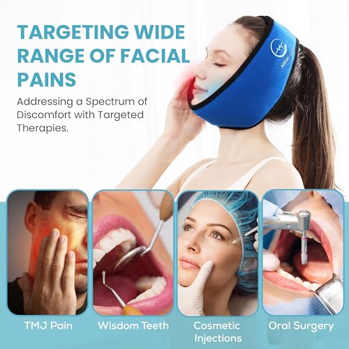 ALLSETT HEALTH FACE ICE PACK WRAP FOR TMJ RELIEF WISDOM TEETH JAW HEAD CHIN BLUE - Like New