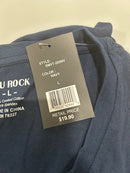 BLU ROCK LARGE NAVY SHORT SLEEVE T SHIRT - SIZE: MEN L - NAVY - Brand New