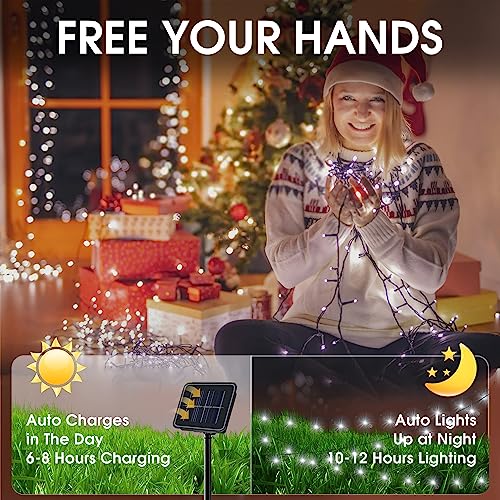 VIMORG SOLAR STRING LIGHTS OUTDOOR, 2 PACK 79FT 200 LED - CWHITE Like New