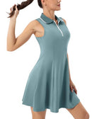 FKEEP Women's Tennis Golf Dress Sport Activewear Zipper V-Neck Shorts Lake Blue - Brand New