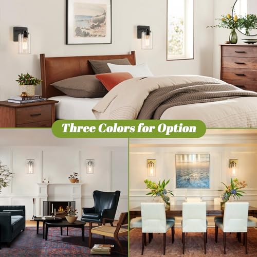 Set of 2 Wall Sconces for Bathroom, Modern Vanity Light Fixtures, Matte Black - Like New