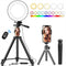 MUTUDU RING LIGHT 3 TRIPODS SELFIE RING LIGHTS STAND PHONE HOLDER LIGHT - BLACK - Like New