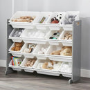 HUMBLE CREW KIDS TOY ORGANIZER WITH 16 BINS, 4 TIER STORAGE WO701 - GRAY/WHITE - Like New