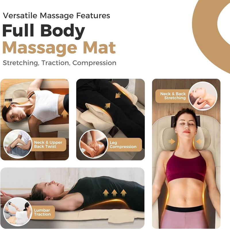 FUPTOS FULL BODY MASSAGE MAT WITH AIRBAG STRETCHING - GENTLE BROWN + BEIGE - Like New