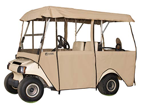 CLASSIC ACCESSORIES FAIRWAY DELUXE 4-SIDED 4-PERSON GOLF CART ENCLOSURE - SAND - Like New