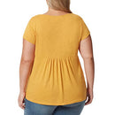 1586162 WOMEN EMBROIDERED TEE CREWNECK SHORT SLEEVE T SHIRT YELLOW X-LARGE - Brand New