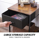 WLIVE Night Stand, Side Table with Fabric Storage Drawer - Black/Rustic Brown - Brand New