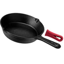 CUISINEL PRE SEASONED CAST IRON SKILLET (8-INCH) OVEN SAFE COOKWARE - BLACK/RED - Like New