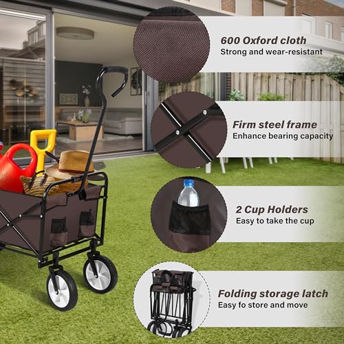 YSSOA ROLLING COLLAPSIBLE GARDEN CART - BROWN - Like New